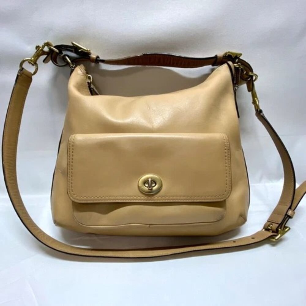 Coach Legacy Courtenay Hobo Bag 22381 Camel Beige Smooth Leather Convertible GUC